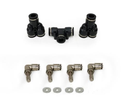 Jeep JK Tire Inflator System 4 Tire For 07-18 Wrangler JK 2/4 Door W/Engine Mount With Box, Fittings, Hoses and Storage Bag Black UP Down Air