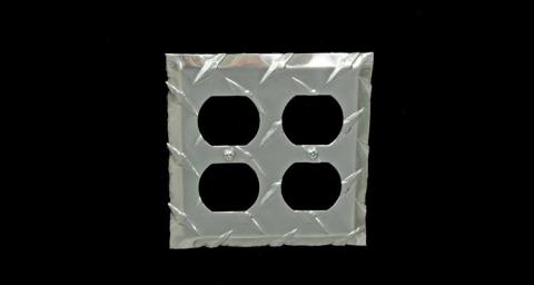 RaceMates Double Electrical Outlet Wall Plate Cover / 10 Pack / Diamond Tread Aluminum / Owens Products