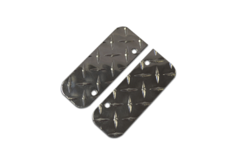 End Caps for Owens Classic Running Boards / Diamond Tread Aluminum / Bright / Pair / Owens Products