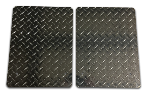 Stone Guards for Dually Wing Running Boards / 12 Inch Rectangular / Diamond Tread Aluminum / Bright / Pair / Owens Products
