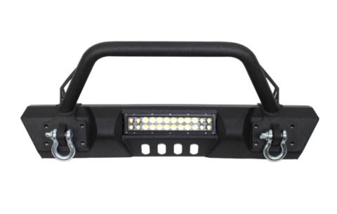Jeep JK Front Stubby Winch Bumper W/Tube Guard 07-18 Wranger JK Black Texured Powercoated Fishbone Offroad