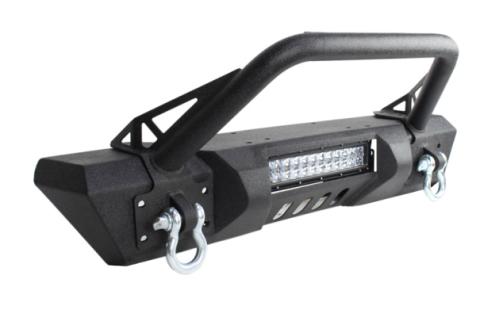 Jeep JK Front Stubby Winch Bumper W/Tube Guard 07-18 Wranger JK Black Texured Powercoated Fishbone Offroad