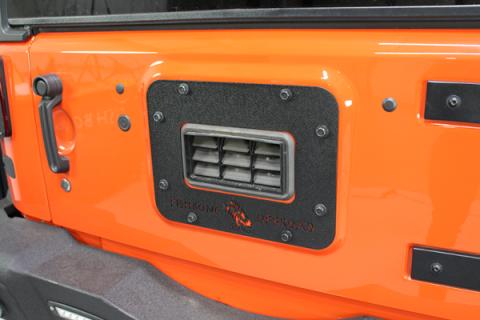 Jeep JK Tailgate Plate 07-18 Wrangler JK Aluminum Black Textured Powercoat Fishbone Offroad