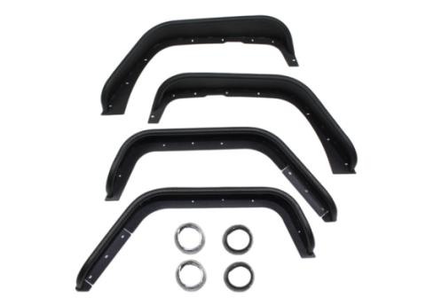 Jeep JK Tube Fenders 07-18 Wrangler JK Front/Rear Set Of 4 Aluminum Black Textured Powdercoat Fishbone Offroad