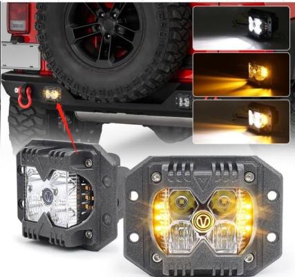 40-Watt LED Auxiliary Flush Mount Light with Amber Side Strobe HD Series with Clear Lens Pair Race Sport Lighting