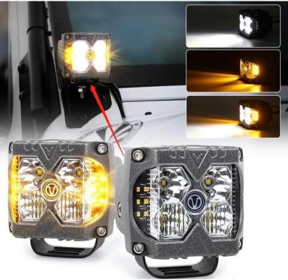 40-Watt LED Auxiliary Cube Light with Amber Side Strobe HD Series with Clear Lens Pair Race Sport Lighting