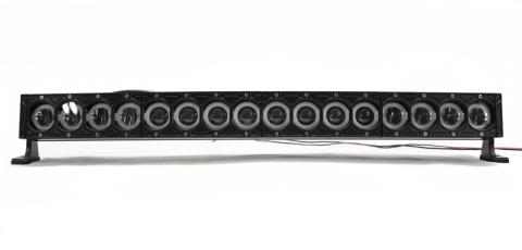 31 Inch LED Light Bar Single Row Curved w/ Individual Halo DRLs 33.25 Inch Mount to Mount HALO-DRL Series 160W/14500 Lumen Race Sport Lighting