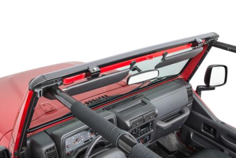 Jeep TJ No Drill Windshield Header For 97-06 Wrangler TJ Black MasterTop