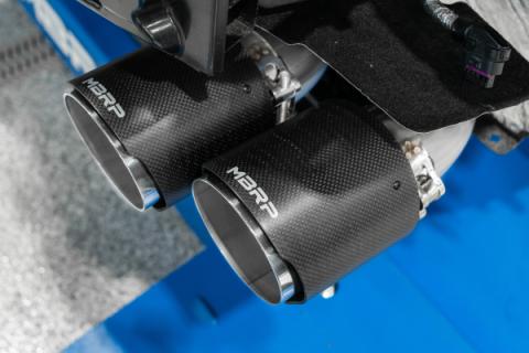 2020-2023 Chevrolet Corvette C8 6.2L Armor Pro T304 Stainless Steel 3 Inch Cat-Back Quad Split Rear with Carbon Fiber Tips Valve Delete MBRP