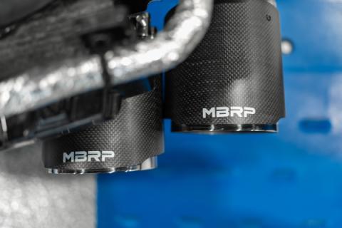 2020-2023 Chevrolet Corvette C8 6.2L Armor Pro T304 Stainless Steel 3 Inch Cat-Back Quad Split Rear with Carbon Fiber Tips Valve Delete MBRP