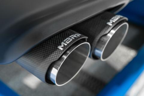 15-23 Dodge Challenger T304 Stainless Steel 2.5 Inch Cat Back Dual Rear Exit with Carbon Fiber Tips Exhaust System MBRP