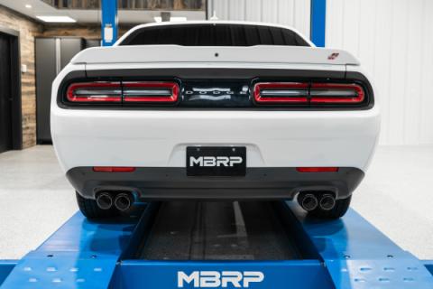 15-23 Dodge Challenger T304 Stainless Steel 2.5 Inch Cat Back Dual Rear Exit with Carbon Fiber Tips Exhaust System MBRP