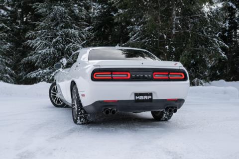 15-23 Dodge Challenger T304 Stainless Steel 2.5 Inch Cat Back Dual Rear Exit with Carbon Fiber Tips Exhaust System MBRP