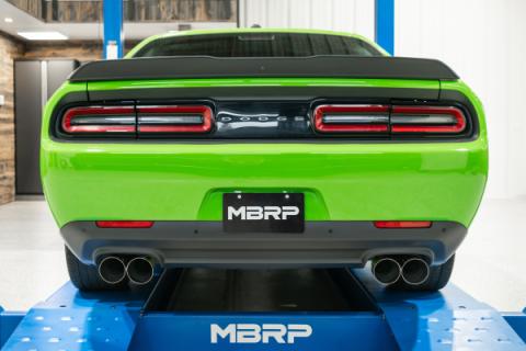 15-23 Dodge Challenger T304 Stainless Steel 3 Inch Dual Cat Back Quad Tips with Carbon Fiber Tips (Street Version) Exhaust System MBRP