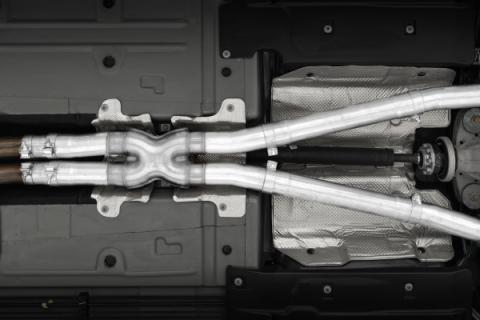 15-23 Dodge Challenger Aluminized Steel 3 Inch Dual Cat Back Quad Tips (Race Version) Exhaust System MBRP