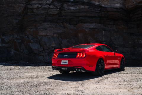 18-23 Ford Mustang GT 5.0L T304 Stainless Steel 3 Inch Cat-Back Dual Rear with Quad Carbon Fiber Tips Street Version MBRP