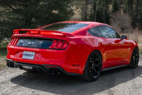 2018-23 Ford Mustang GT 5.0L T304 Stainless Steel 2.5 Inch Axle-Back with Quad Carbon Fiber Tips MBRP