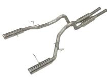 Cat Back Super System Exhaust System 11-14 Mustang GT Split Rear Dual Exit 2.5 in M80 Mufflers/Hardware/4 in Polished Tips Incl Natural Finish 409 Stainless Steel Pypes Exhaust