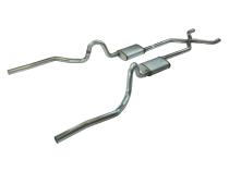Crossmember Back w/X-Pipe Exhaust System 70-71 GTO/68-72 442 Dual Split Rear Valance Exit 2.5 in Intermediate And Tail Pipe 18 in Race Pro Mufflers And Hardware Incl Tip Not Incl Pypes Exhaust