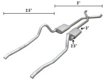 67-73 Mopar A-Body Hybrid 3-2.5 Inch Crossmenber Back W/ X-Pipe System Race Pro Muffler Pypes Exhaust