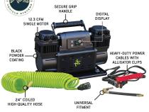 EGOI Portable Air Compressor System 12.3 CFM With Digital Control Panel, Storage Bag, Hose &amp;amp; Attachments Dual Motor Up Down Air
