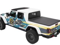 EZ-Fold Soft Tri-Fold Tonneau Cover For Jeep 2020-2024 Gladiator 5.0 Foot Black Diamond Tailgate Spoiler Not Included Bestop