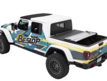 EZ-Fold Soft Tri-Fold Tonneau Cover For Jeep 2020-2024 Gladiator 5.0 Foot Black Diamond Tailgate Spoiler Not Included Bestop