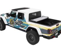 EZ-Fold Soft Tri-Fold Tonneau Cover For Jeep 2020-2024 Gladiator 5.0 Foot Black Diamond Tailgate Spoiler Not Included Bestop