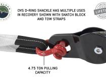 19010204 Recovery Shackle 3/4 Inch 4.75 Ton Red - Sold In Pairs Overland Vehicle Systems
