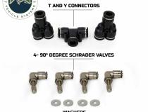 Jeep JK Tire Inflator System 4 Tire For 18-25 Jeep Wrangler 2/4 Door W/Engine Mount With Box, Fittings, Hoses and Storage Bag Black UP Down Air
