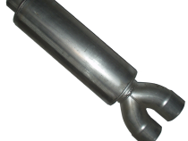 Diesel Exhaust Muffler 32 Inch Round 4 Inch Center/ Dual Aluminized Performance Louvered Exhaust Muffler Diamond Eye