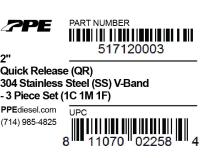 2.0 Inch V Band 3 Piece Set 1C 1M 1F QR PPE Diesel