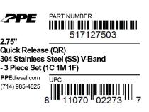2.75 Inch V Band 3 Piece Set 1C 1M 1F QR PPE Diesel