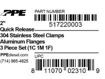 2.0 Inch QR Aluminum V-Band 3 Pc Set 1C 1M 1F PPE Diesel