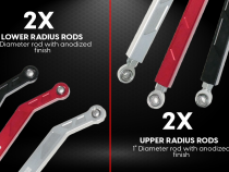 High Clearance Heavy Duty Radius Rod Set(4)-Polished 14-16 Polaris RZR Freedom Off-Road