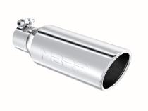 4 Inch OD 2.5 Inch Inlet 12 Inch Length Exhaust Tail Pipe TipAngled Cut Rolled End Clampless-No Weld T304 Stainless Steel MBRP