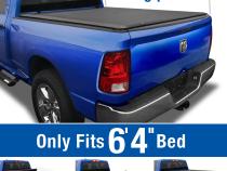 T1 Soft Roll Up Tonneau Cover For 02-18 Dodge Ram 1500 03-18 Dodge Ram 2500 3500 19-20 Classic Only Fleetside 6 Foot 4 Inch Bed without RamBox Tyger Auto