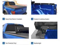 Soft Roll Up Truck Bed Tonneau Cover for 03-22 Dodge Ram 2500 3500 Fleetside 6.4 Foot Bed without Ram Box Tyger Auto