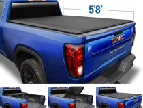 T3 Soft Tri-Fold Tonneau Cover For 19-22 Silverado/Sierra 1500 5 Ft 8 Inch Bed Not Work with Factory Side Storage Box or CarbonPro Tyger Auto