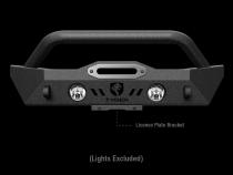 Short Stubby Front Bumper Kit w/ W Inch Plate For 07-18 Jeep Wrangler JK 18-22 JL Excl. diesel and hybrid 20-22 Gladiator JT Textured Black TYGER Fury Tyger Auto