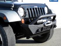 Short Stubby Front Bumper Kit w/ W Inch Plate For 07-18 Jeep Wrangler JK 18-22 JL Excl. diesel and hybrid 20-22 Gladiator JT Textured Black TYGER Fury Tyger Auto