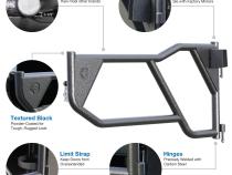 Tubular Doors 07-18 Jeep Wrangler JK 2-Doors Textured Black w/Mirror Mount Front Doors Only Tyger Auto