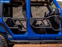 Tubular Doors 07-18 Jeep Wrangler JK 4-Doors Textured Black w/Mirror Mount Front and Rear Door Set Tyger Auto