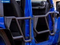 Tubular Doors 07-18 Jeep Wrangler JK 4-Doors Textured Black w/Mirror Mount Front and Rear Door Set Tyger Auto