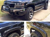 Fender Flares For 99-06 Silverado/Sierra Incl. 07 Classic Paintable Smooth Matte Black Pocket Bolt-Riveted Style Set 4 Piece Tyger Auto