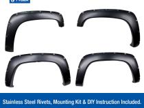 Fender Flares For Legacy For 88-00 C/K Pickup/Blazer/Tahoe/Suburban/Yukon Paintable Smooth Matte Black Pocket Bolt-Riveted Style Set 4 Piece Tyger Auto