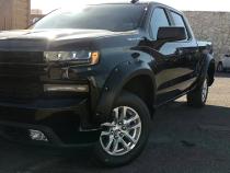 Fender Flares For 19-22 Silverado 1500 Paintable Smooth Matte Black Pocket Bolt-Riveted Style Set 4 Piece Tyger Auto