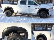 Fender Flares For 10-18 Dodge Ram 2500 3500 For Fleetside Models with 76.3.0 Inch and 98.3.0 Inch Bed Paintable Smooth Matte Black Pocket Bolt-Riveted Style Set 4 PC Tyger Auto