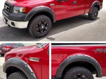 Fender Flares For 04-08 Ford F150 Only For Styleside Models 06-08 Lincoln Mark LT Paintable Smooth Matte Black Pocket Bolt-Riveted Style Set 4 Piece Tyger Auto