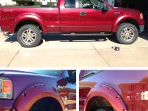 Fender Flares For 04-08 Ford F150 Only For Styleside Models 06-08 Lincoln Mark LT Paintable Smooth Matte Black Pocket Bolt-Riveted Style Set 4 Piece Tyger Auto